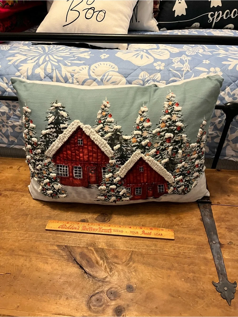 Holiday Red Cottage Decorative Throw Pillow - Brand